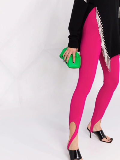 Attico Jamie Milano Knit Stirrup Pants In Pink