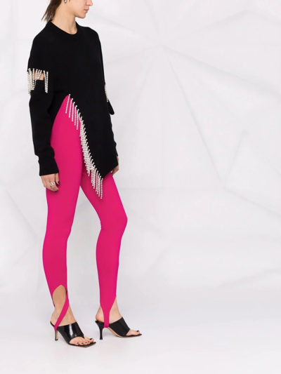 Attico Jamie Milano Knit Stirrup Pants In Pink