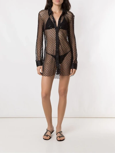 Shop Amir Slama Mesh Shirt In Black