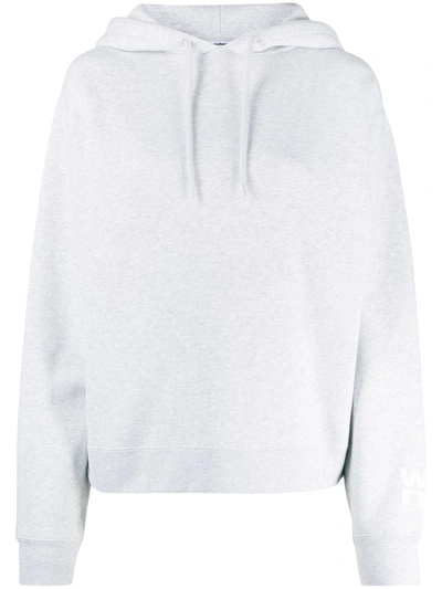 Shop Alexander Wang T Logo Print Hoodie In Grey