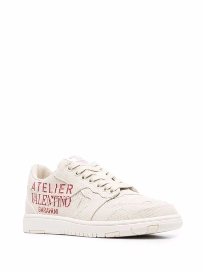 Shop Valentino Atelier 07 Camouflage Edition Canvas Sneakers In Weiss