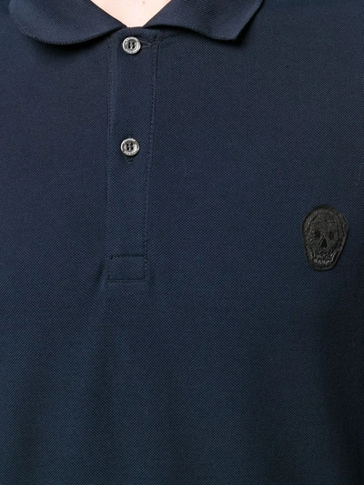 Shop Alexander Mcqueen Skull Patch Polo Shirt In Blue