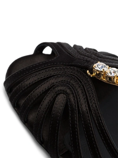 Shop Dolce & Gabbana 90mm Chain-trimmed Silk-satin T-bar Sandals In Black