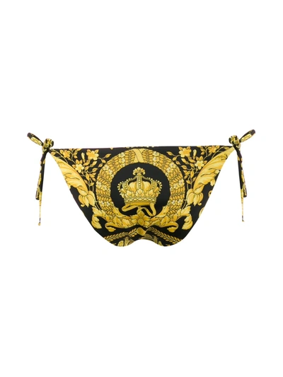 Shop Versace Barocco Bikini Bottoms In Black