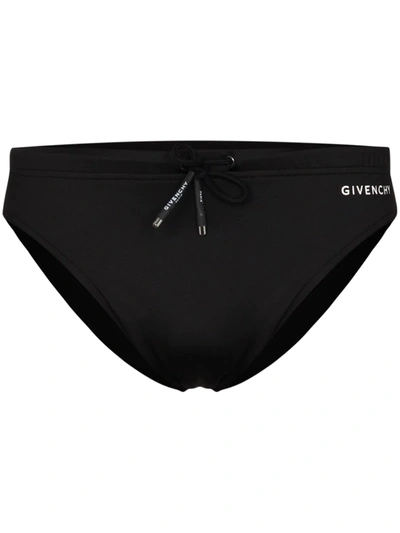 Shop Givenchy Logo Print Swimming Trunks In Black