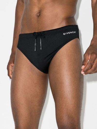 Shop Givenchy Logo Print Swimming Trunks In Black