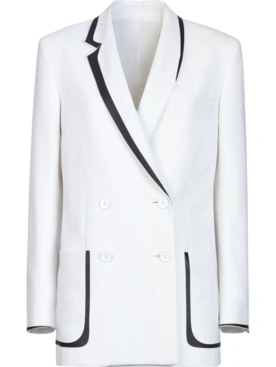 Shop Fendi Contrast Piping Detail Blazer In White