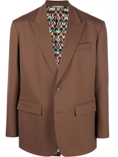 Shop Valentino Single-breasted Blazer In Braun