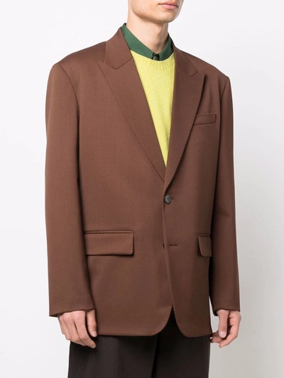Valentino Single-breasted Virgin Wool Blazer In Braun