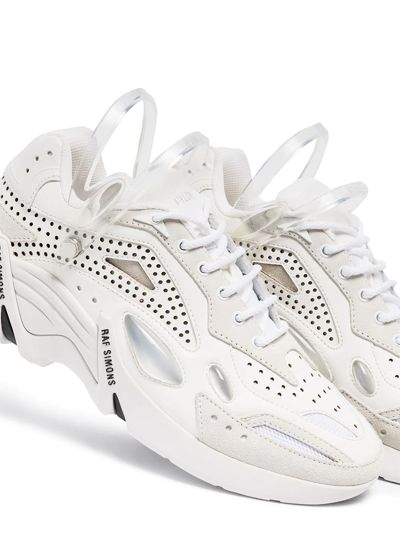 Shop Raf Simons Cylon-21 Leather Sneakers In Weiss