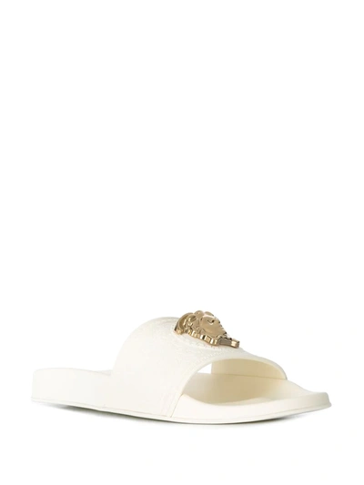 Shop Versace Medusa Motif Slides In White