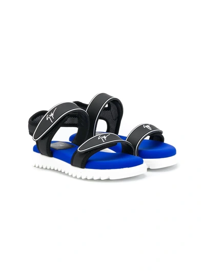 Shop Giuseppe Junior Logo-print Sandals In Black