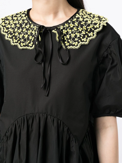 Shop Cecilie Bahnsen Contrast Collar Blouse In Schwarz