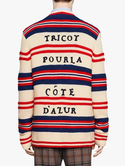Shop Gucci Cotton Wool Cardigan With Appliqué In Red