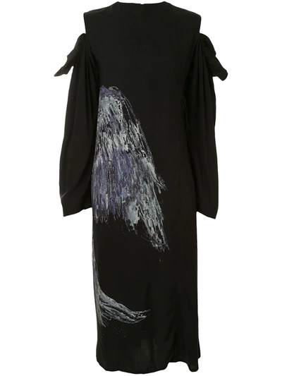 Shop Yohji Yamamoto Sketch Print Dress In Black