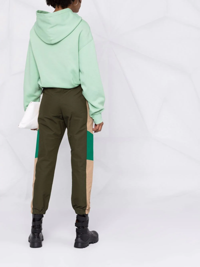 Shop Attico Cropped Embroidered-motif Hoodie In Green