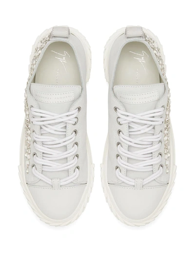 Shop Giuseppe Zanotti Blabber Embellished Sneakers In White
