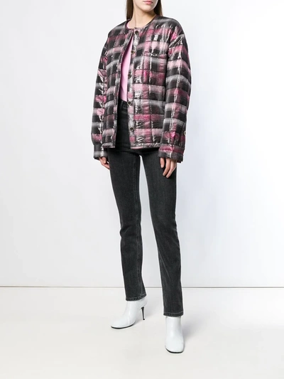 Shop Natasha Zinko Jacquard Padded Shirt Jacket In Pink