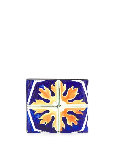Shop Dolce & Gabbana Tile Print Bi-fold Wallet In Blue