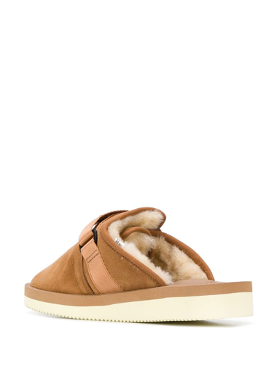 Shop Suicoke Zavo Suede Slippers In Brown