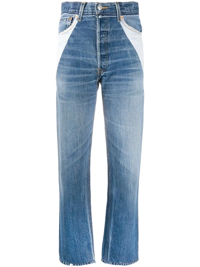 Shop Re/done Panelled Straight Leg Jeans In Blue