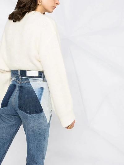 Shop Re/done Panelled Straight Leg Jeans In Blue