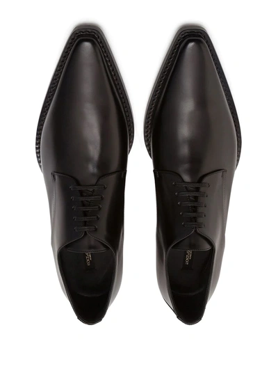 Dolce & Gabbana Black Leather Raffaello Lace-up Shoes In Black