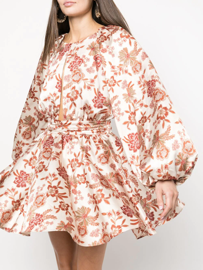 Shop Misa Kara Floral-print Dress In Neutrals