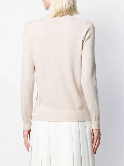 Shop N.peal Fine Knit Polo Neck Jumper In Neutrals