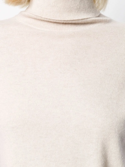 Shop N.peal Fine Knit Polo Neck Jumper In Neutrals