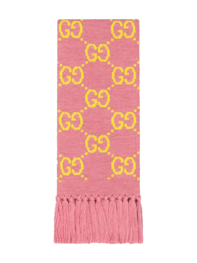 Shop Gucci Gg Wool Jacquard Scarf In Rosa