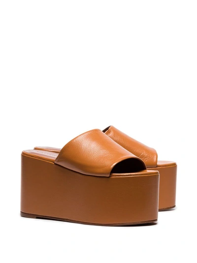 Shop Simon Miller Camel Brown Blackout 110 Leather Flatform Sandals