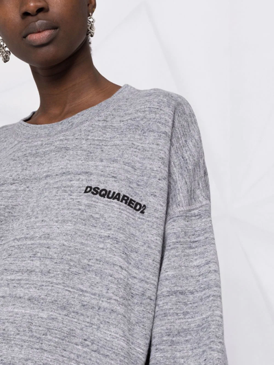 Shop Dsquared2 Logo-print Sweater Dress In Grey
