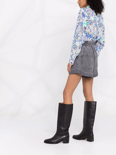 Isabel Marant Banessa Ruffled Printed Silk-blend Crepe Blouse In Blue