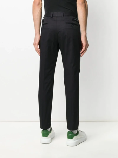 Shop Dolce & Gabbana Stretch-cotton Tailored Trousers In Blue