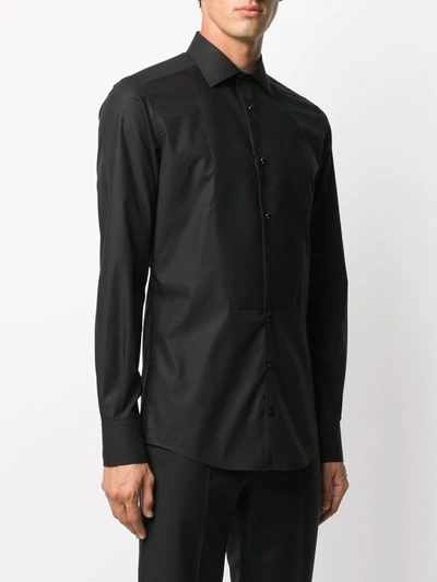 Shop Dolce & Gabbana Bib-front Cotton Shirt In Black