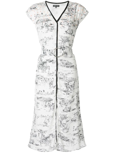Shop Markus Lupfer Safari Print Midi Dress In White