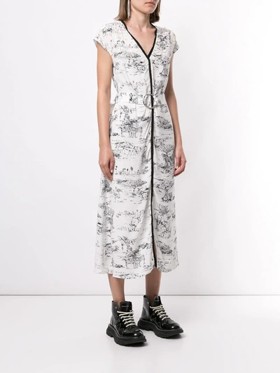Shop Markus Lupfer Safari Print Midi Dress In White