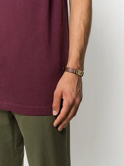 Shop Ferragamo Double-sided Gancini Bracelet In Brown