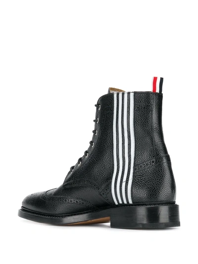 Shop Thom Browne Contrast 4-bar Emboss Wingtip Boot In 001 Black