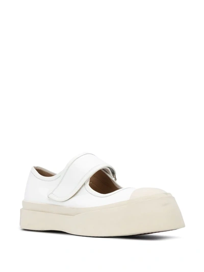 Shop Marni Leather Mary Jane Sneakers In White