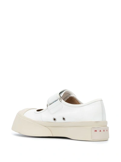 Shop Marni Leather Mary Jane Sneakers In White