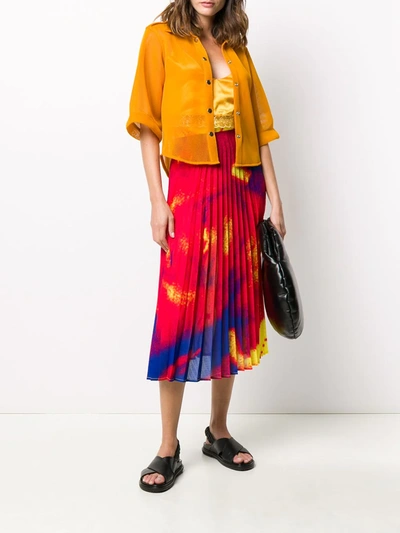 Shop Thebe Magugu Pleated Midi Skirt In Red