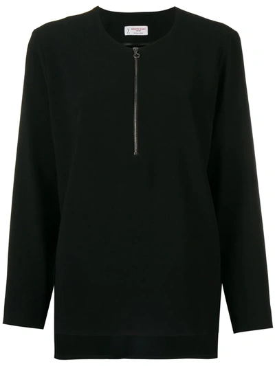 Shop Alberto Biani Zip Front Flared Blouse In Black