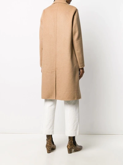 Vince Double Breasted Wool Blend Belted Coat In Brown