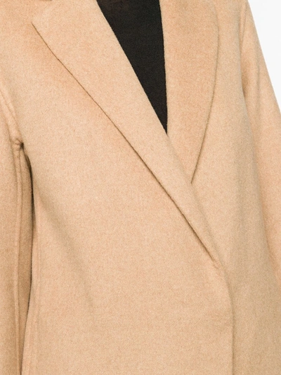 Vince Double Breasted Wool Blend Belted Coat In Brown