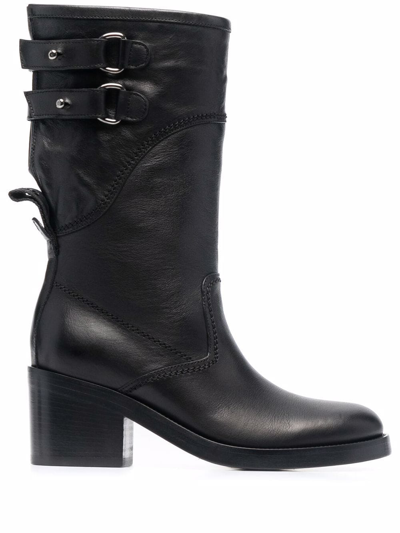 Shop Buttero Buckled Leather Boots In Black