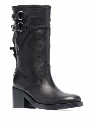 Shop Buttero Buckled Leather Boots In Black