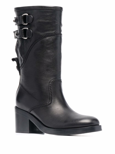 Buttero Buckled Leather Boots In Black