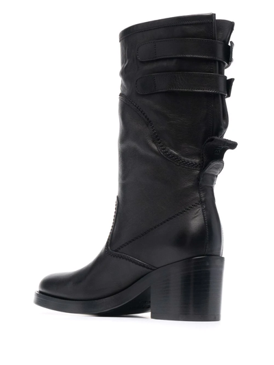 Shop Buttero Buckled Leather Boots In Black